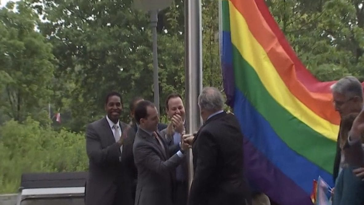 Rainbow pride flag replaces POW/MIA flag at veterans memorial plaza — and public outcry is ignited