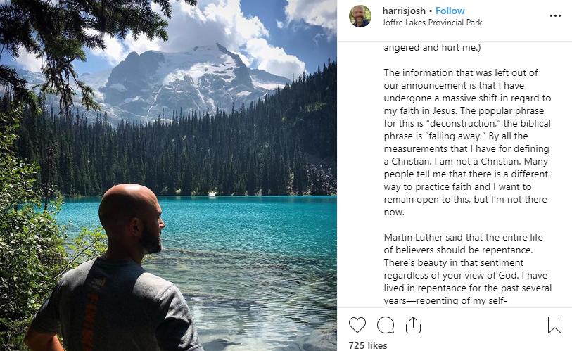 Text Book Example of Apostasy “Falling Away” ‘I Am Not a Christian’: Former ‘Pastor,’ Author Joshua Harris Kisses Christianity Goodbye