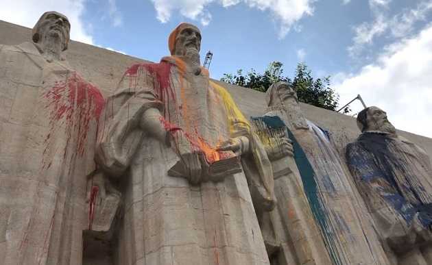 Reformation Wall in Geneva, Switzerland Vandalized With Rainbow Colors