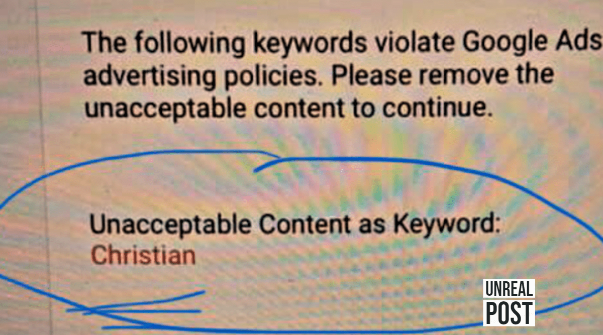 YouTube States the Word “Christian” is Unacceptable and a Violation Blocks Christian Ministry Ad