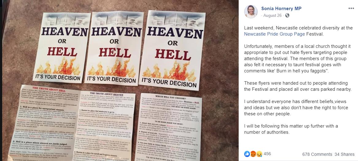 Sharing Gospel Tracts is Hate Speech in Australia Say’s MP Sonia Hornery