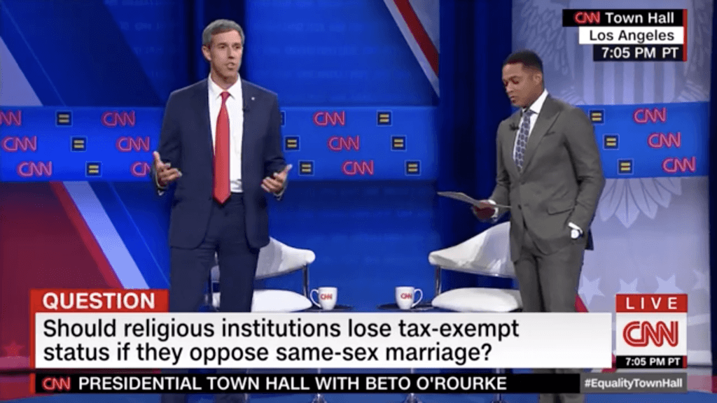 Beto O’Rourke Says It Will Be ‘Priority’ to Revoke Tax Exempt Status of Christian Churches