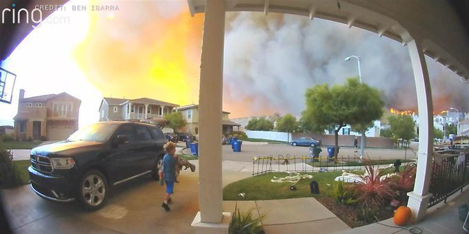 Terrifying Door Bell Camera Catches California Fires Surround Family and Neighborhood ‘Watch Video’