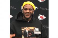 KC Chiefs' Frank Clark Wears Trump Sweater to Super Bowl Press Conference
