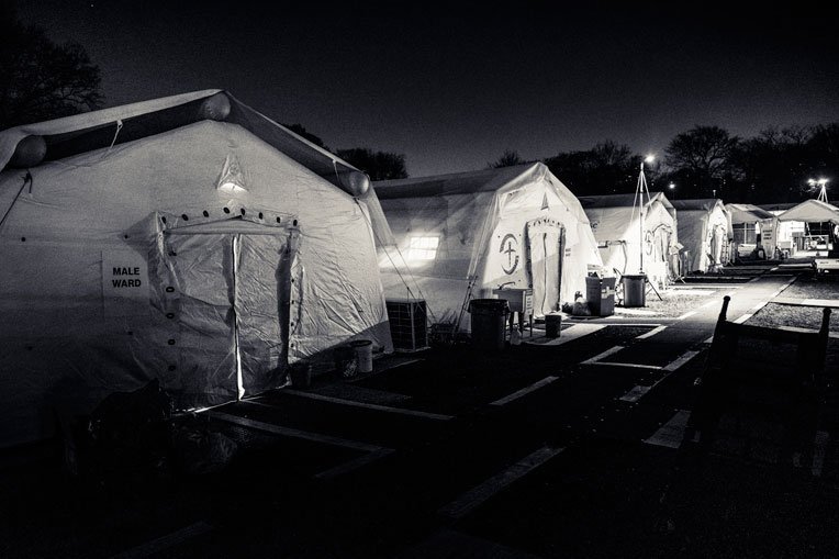 As night falls in New York City, a dedicated team of medical professionals show up for work at the Samaritan’s Purse emergency field hospital in Central Park