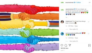 Sesame Street Tweets in Support of Homosexual Pride Month, Creates Rainbow With Characters