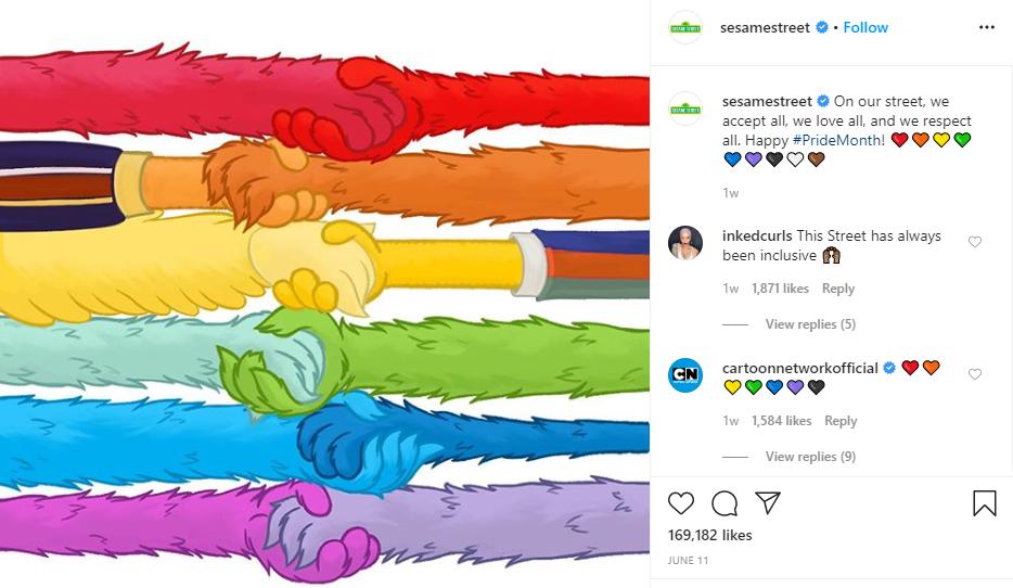 Insanity:   Sesame Street Tweets in Support of Homosexual Pride Month, Creates Rainbow With Characters